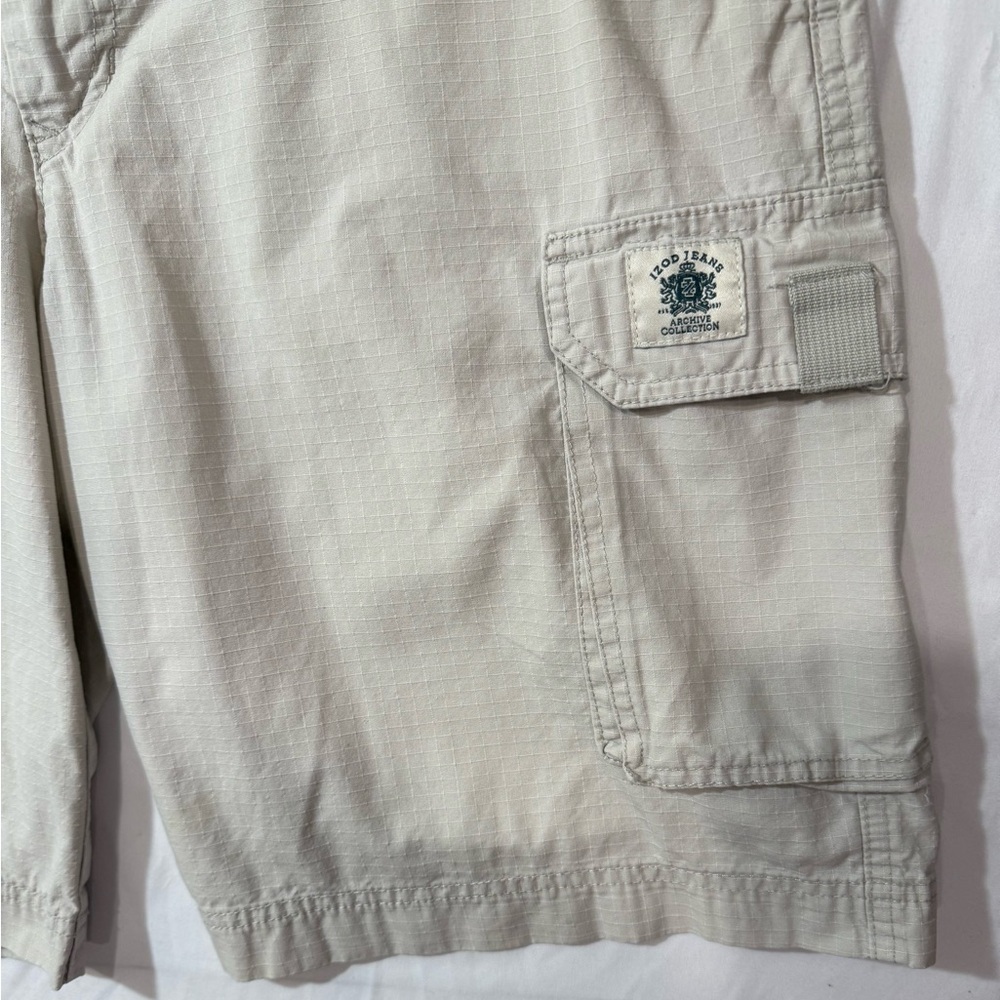 Izod Cargo Shorts Mens 34 Gray Cotton Utility Casual Y2K Outdoor - Picture 7 of 9